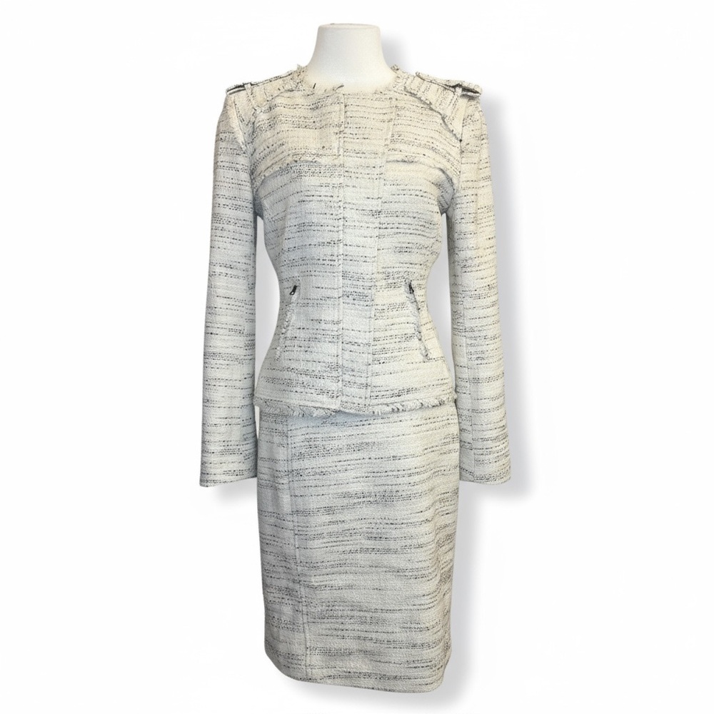 Yoana Baraschi Cream and Black Tweed Skirt Suit Set